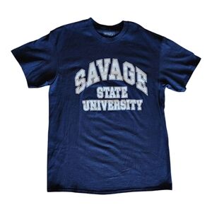 Samegang Savage State University T-Shirt Navy Blue Collegiate Unisex Large